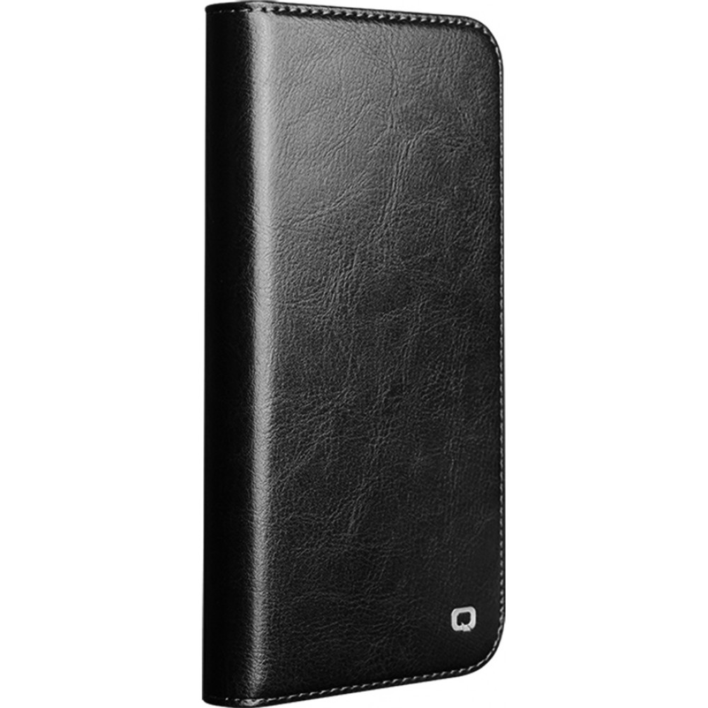 iPhone 17 Case Hülle - Qialino Flip Classic Wallet Echtleder - Schwarz