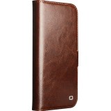 Fourre iPhone 17 - Flip Qialino cuir véritable avec fermeture magnétique - Brun