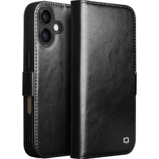 Fourre iPhone 17 - Flip Qialino cuir véritable avec fermeture magnétique - Noir