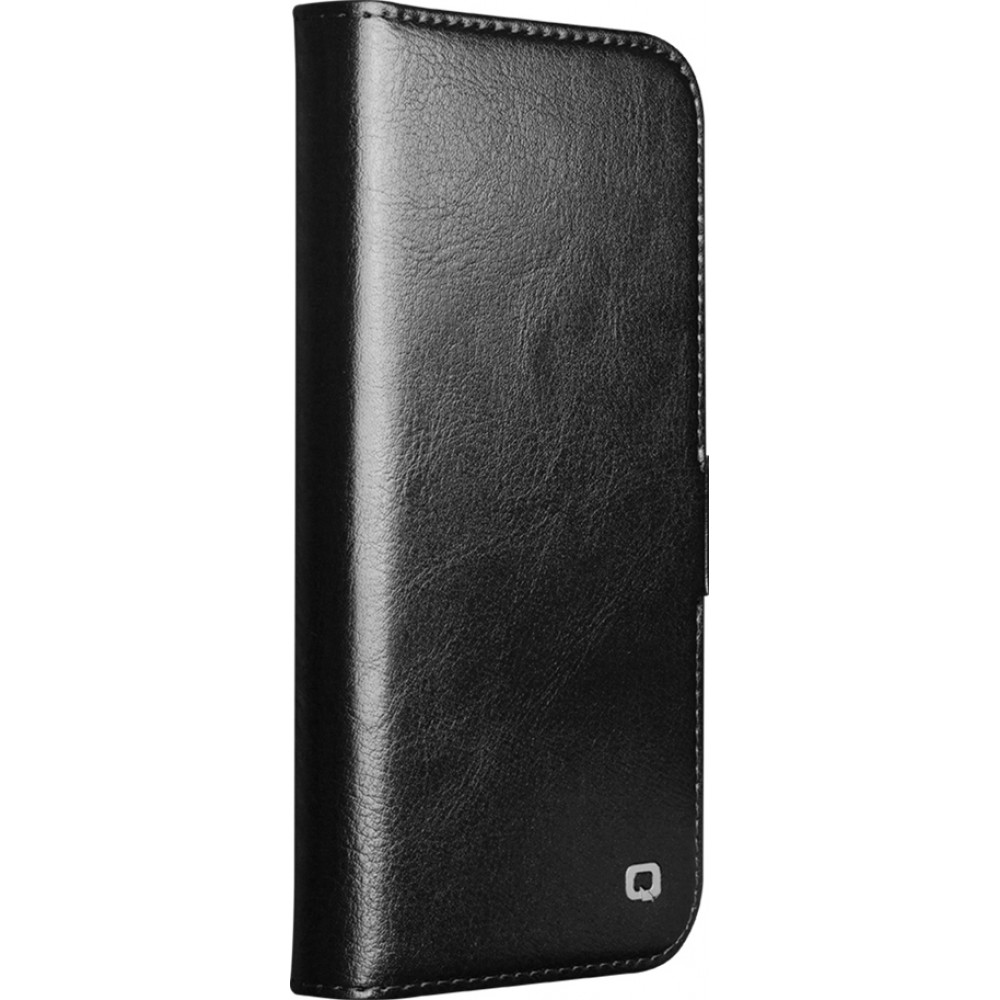 Fourre iPhone 17 - Flip Qialino cuir véritable avec fermeture magnétique - Noir