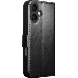 Fourre iPhone 17 - Flip Qialino cuir véritable avec fermeture magnétique - Noir