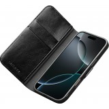 Fourre iPhone 17 - Flip Qialino cuir véritable avec fermeture magnétique - Noir
