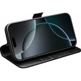 Fourre iPhone 17 - Flip Qialino cuir véritable avec fermeture magnétique - Noir