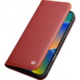 Fourre iPhone 17 - Flip Qialino Matt Wallet cuir véritable - Rouge