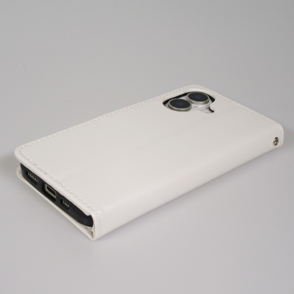 Hülle iPhone 17 - Premium Flip Leder Tasche - Weiss