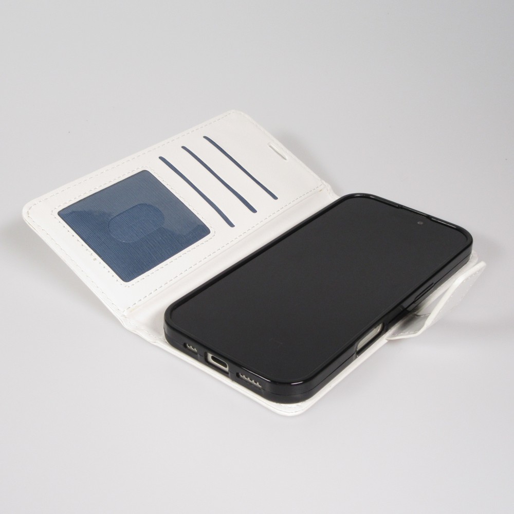 Hülle iPhone 17 - Premium Flip Leder Tasche - Weiss