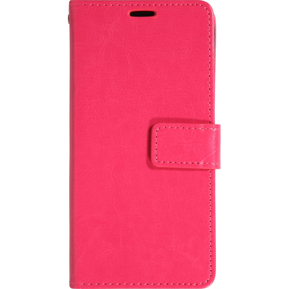 Fourre iPhone 17 - Premium Flip cuir lisse porte-cartes - Rose foncé