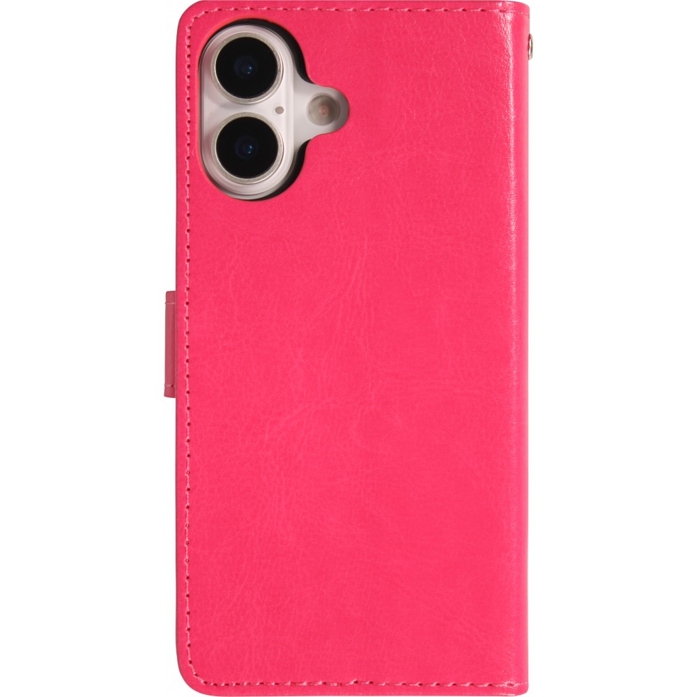 Fourre iPhone 17 - Premium Flip cuir lisse porte-cartes - Rose foncé