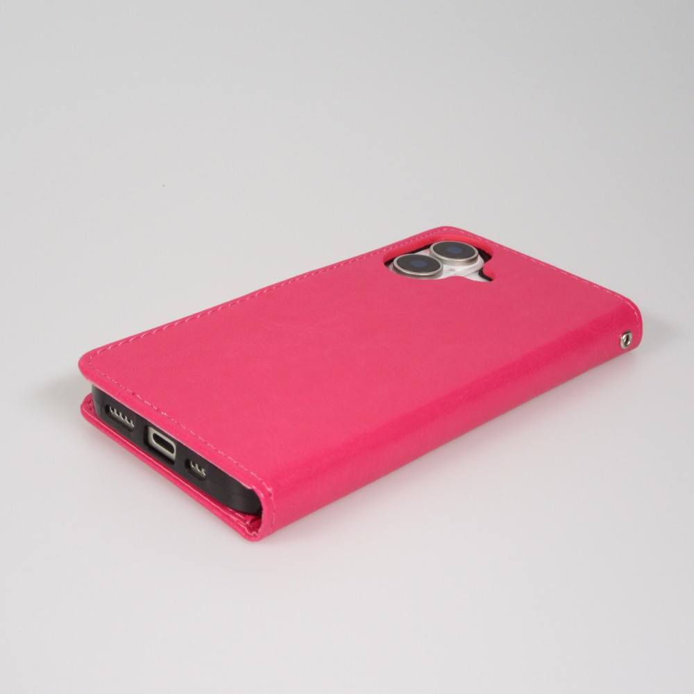 Fourre iPhone 17 - Premium Flip cuir lisse porte-cartes - Rose foncé