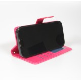 Fourre iPhone 17 - Premium Flip cuir lisse porte-cartes - Rose foncé
