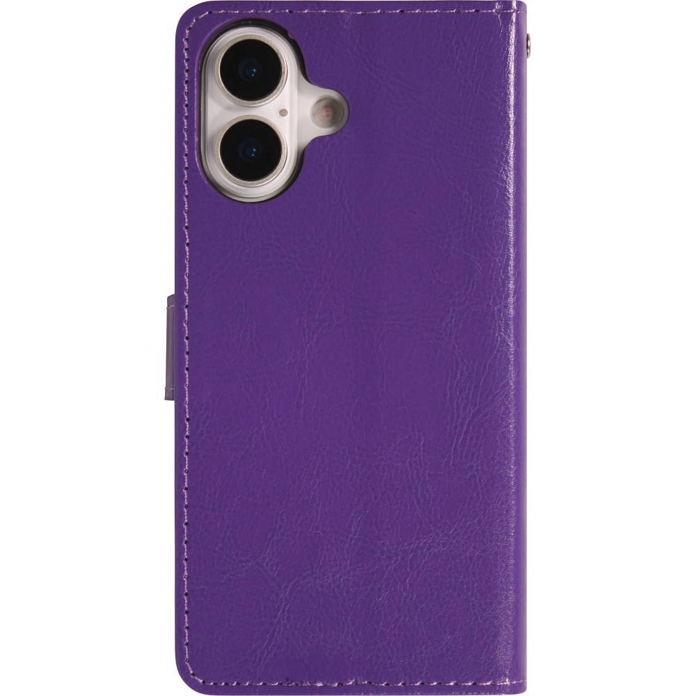 Fourre iPhone 17 - Premium Flip cuir lisse porte-cartes - Violet