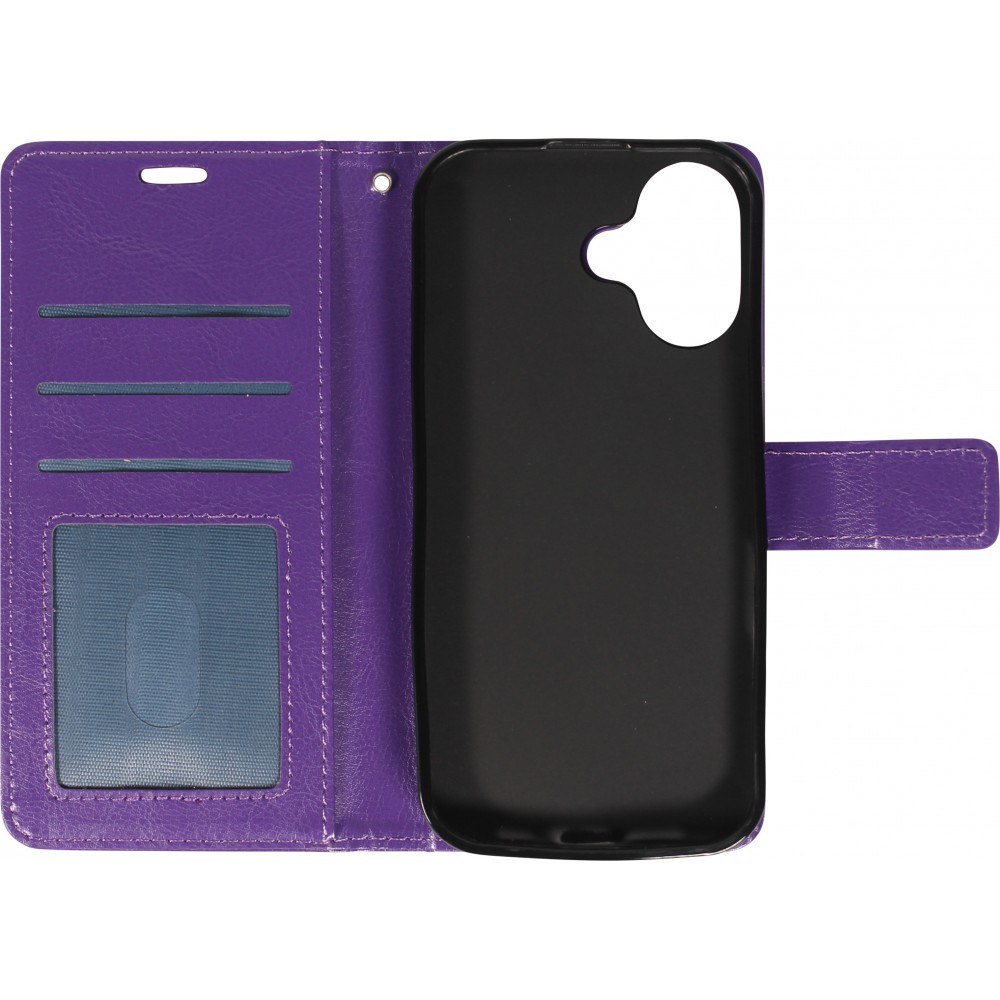 Fourre iPhone 17 - Premium Flip cuir lisse porte-cartes - Violet