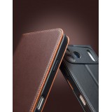 iPhone 17 Pro Case Hülle - Qialino Flip Matt Wallet Echtleder - Schwarz