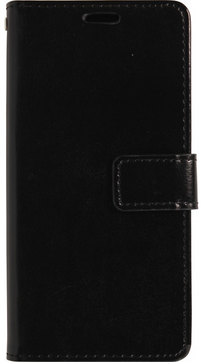 iPhone 17 Pro Max Case Hülle - Premium Flip Leder Tasche - Schwarz