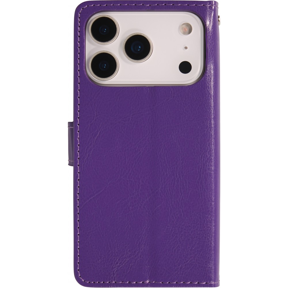 Fourre iPhone 17 Pro Max - Premium Flip cuir lisse porte-cartes - Violet