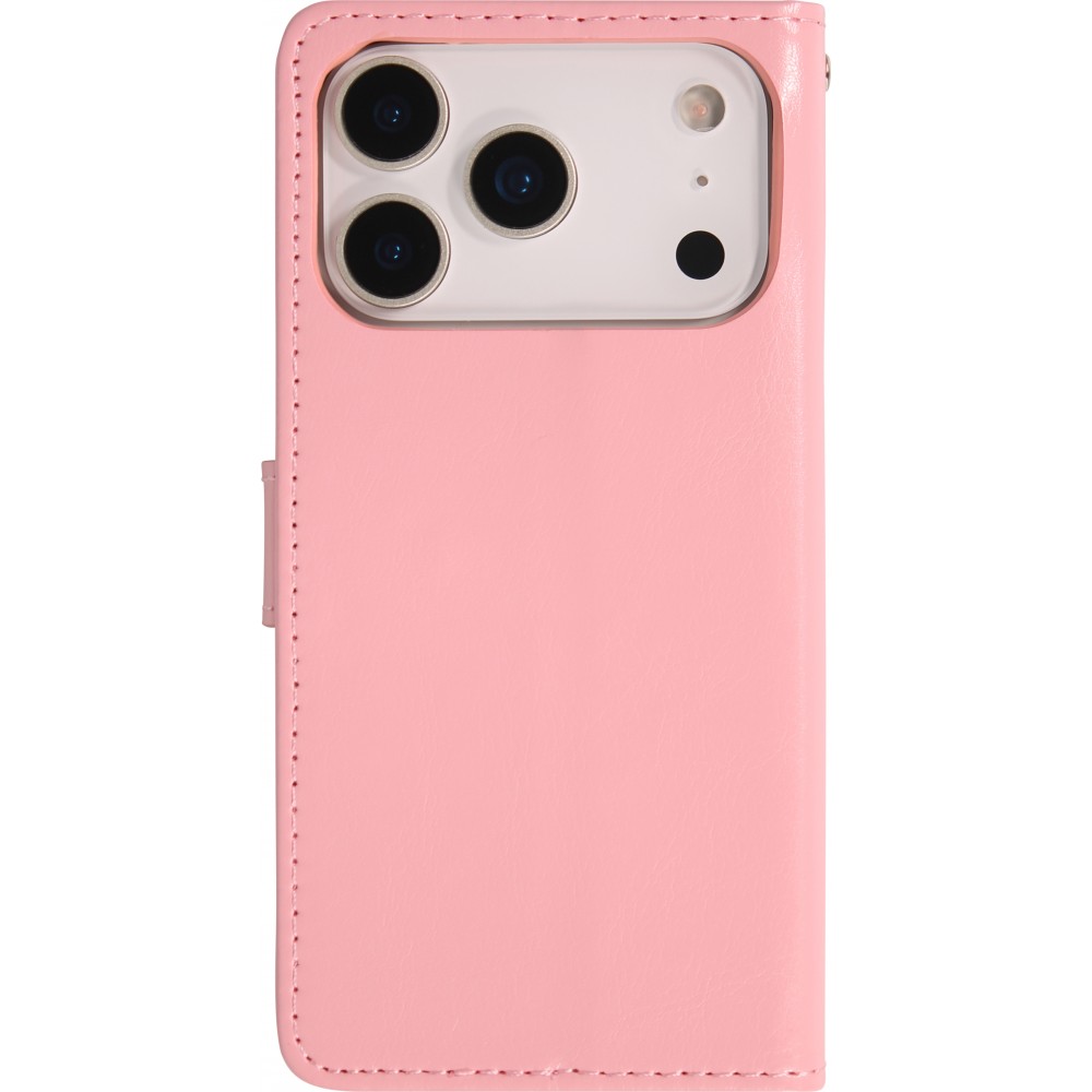 Fourre iPhone 17 Pro - Premium Flip cuir lisse porte-cartes - Rose clair