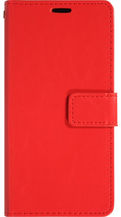 Fourre iPhone 17 Pro - Premium Flip cuir lisse porte-cartes - Rouge