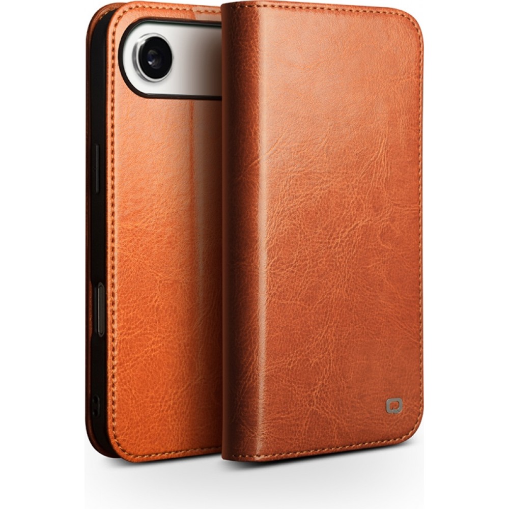 Fourre iPhone Air - Flip Qialino Classic Wallet cuir véritable - Brun clair