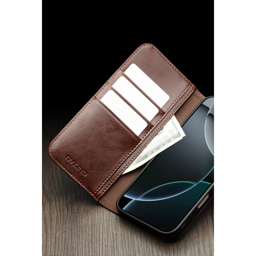 iPhone Air Case Hülle - Qialino Flip Classic Wallet Echtleder - Schwarz