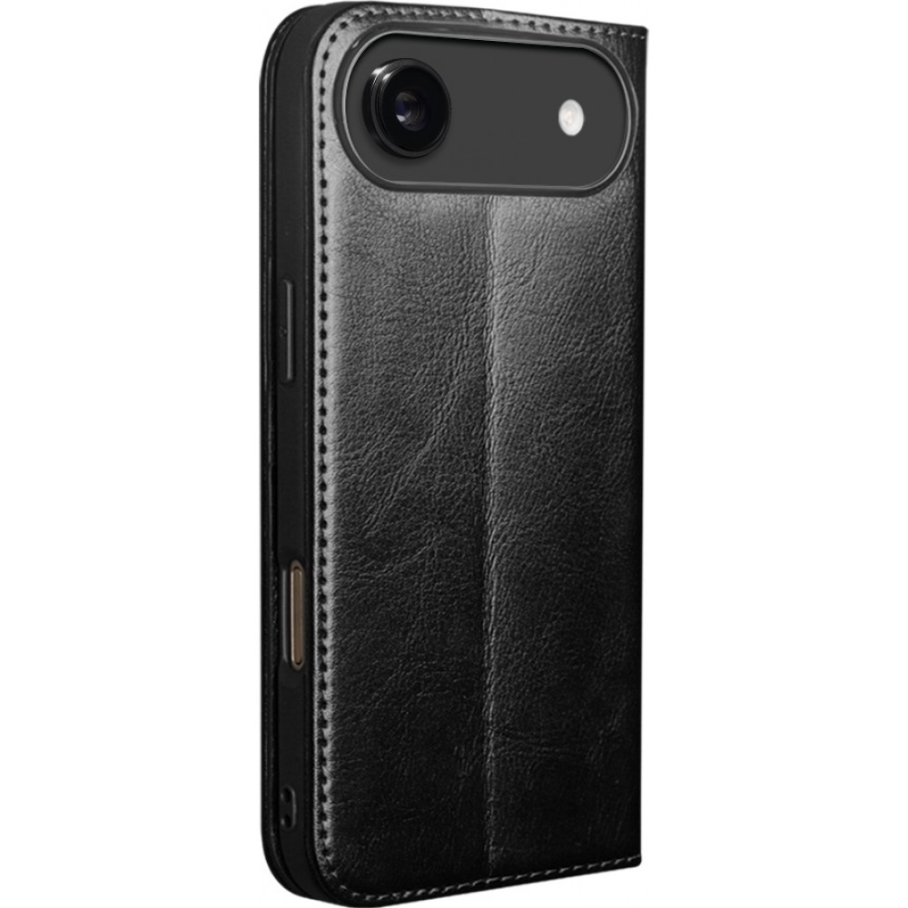 iPhone Air Case Hülle - Qialino Flip Classic Wallet Echtleder - Schwarz