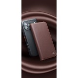 iPhone Air Case Hülle - Qialino Flip Matt Wallet Echtleder - Braun