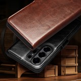 Fourre Samsung Galaxy S26 Ultra - Flip Qialino cuir véritable avec fermeture magnétique - Brun