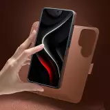 Fourre Samsung Galaxy S26 Ultra - Flip Qialino cuir véritable mat avec fermeture magnétique - Vert mat