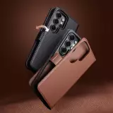 Fourre Samsung Galaxy S26 Ultra - Flip Qialino cuir véritable mat avec fermeture magnétique - Vert mat
