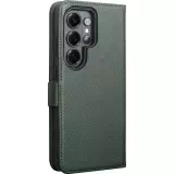 Fourre Samsung Galaxy S26 Ultra - Flip Qialino cuir véritable mat avec fermeture magnétique - Vert mat