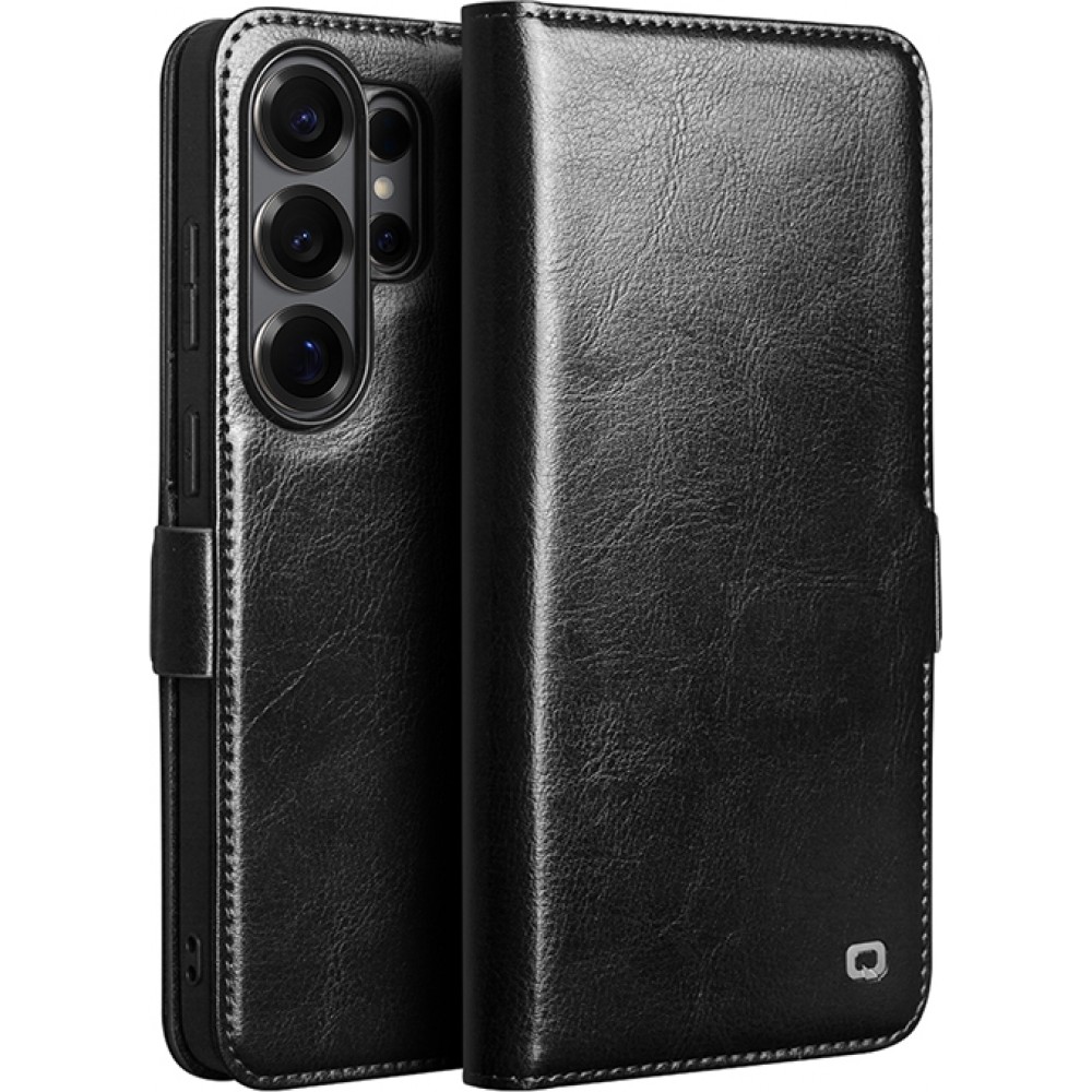 Fourre Samsung Galaxy S26 Ultra - Flip Qialino cuir véritable avec fermeture magnétique - Noir