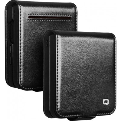 Fourre Samsung Galaxy Z Flip7 - Flip Qialino cuir véritable avec fermeture magnétique - Noir