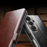 Samsung Galaxy Z Fold7 Case Hülle - Flip Qialino Echtleder mit magnetischem Verschluss - Schwarz