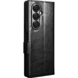 Samsung Galaxy Z Fold7 Case Hülle - Flip Qialino Echtleder mit magnetischem Verschluss - Schwarz