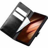 Samsung Galaxy Z Fold7 Case Hülle - Flip Qialino Echtleder mit magnetischem Verschluss - Schwarz