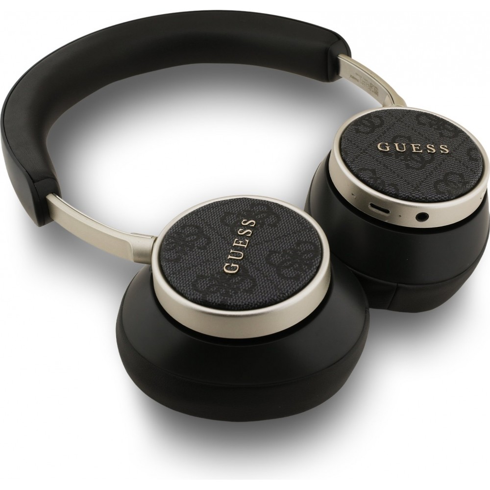 Guess casque Bluetooth Studio Quality Sound en cuir PU 45h d'autonomie ENC assistante voix et recharge rapide - Noir
