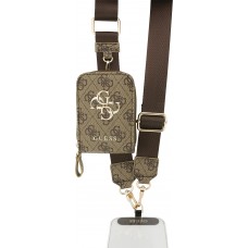 Guess Lani&egrave;re bandouli&egrave;re avec logo m&eacute;tal 4G et pochette - Brun
