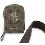 Guess Lani&egrave;re bandouli&egrave;re avec logo m&eacute;tal 4G et pochette - Brun