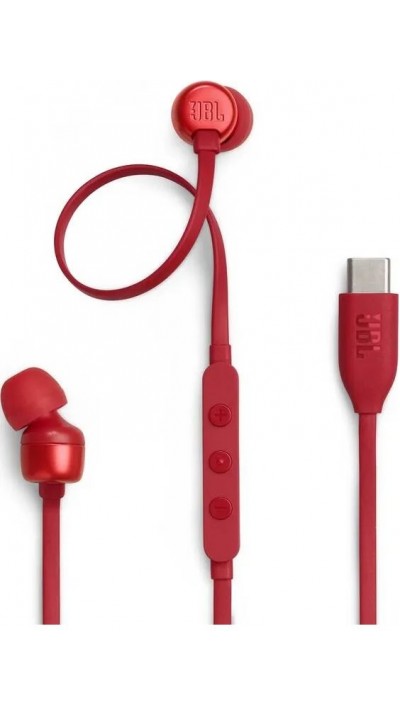 JBL Tune 310C écouteurs USB-C avec connectivité USB-C son Pure Bass et Hi-Res - Rouge