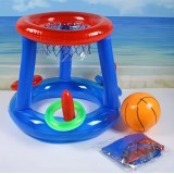 2 in 1 Poolspiel Set schwimmender Basketballkorb & Ringwurfspiel Wasserspielzeug für Sommer Kinder & Erwachsene - Blau