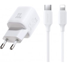 Joyroom JR-TG7 33W USB-A + USB-C chargeur mural avec c&acirc;ble Lightning 30W 1m - Blanc