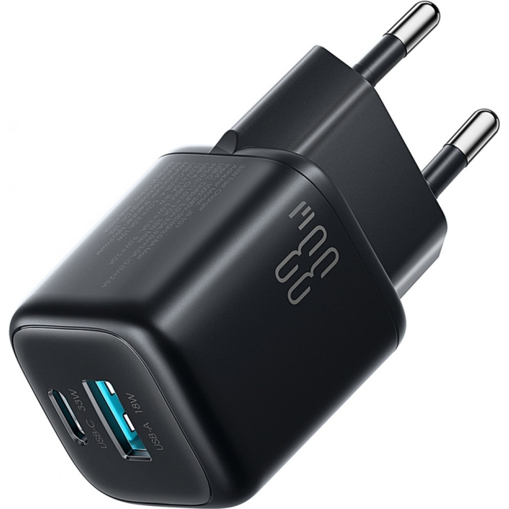 Joyroom JR-TG7 33W USB-A + USB-C chargeur mural avec c&acirc;ble Lightning 30W 1m - Noir