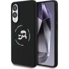 Coque Samsung Galaxy S25 Edge - Karl Lagerfeld Liquid en silicone avec design Karl et Choupette compatible MagSafe - Noir