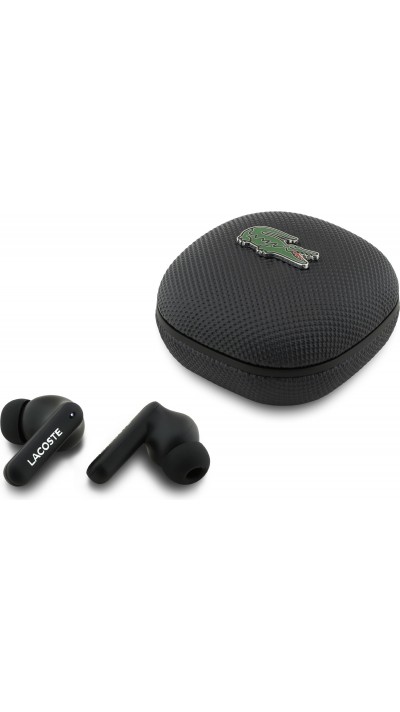 Lacoste Iconic Petit Pique TWS Bluetooth-Kopfhörer mit hochwertiger Geräuschunterdrückung - Schwarz