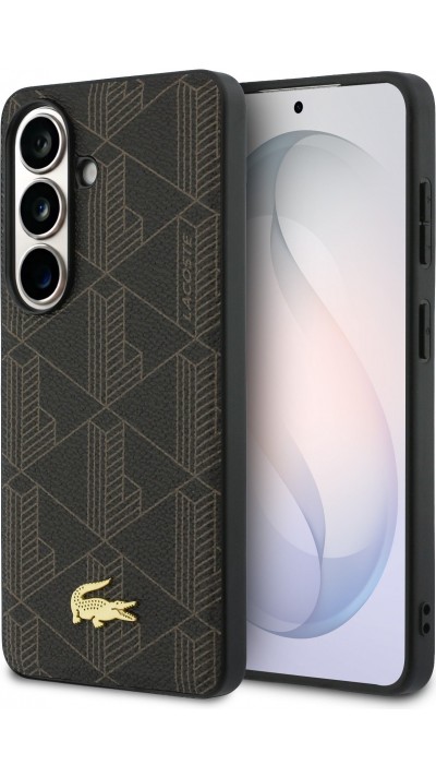 Galaxy S26 Case H&uuml;lle - Lacoste Elegante und Durable PVC-Mischung Magnetisches Monogramm - Braun