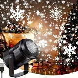 Lampe projecteur flocons de neige LED &eacute;clairage de No&euml;l USB effet neige tombante - Noir