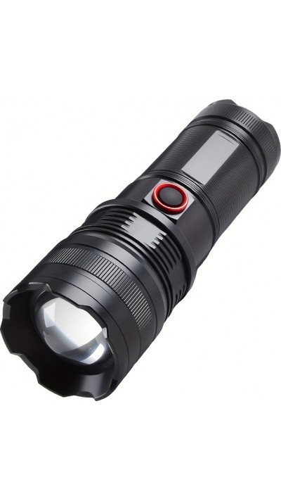 Lampe torche rechargeable USB-C LED aluminium 2000 lumens faisceau puissant 800m focus ajustable - Noir