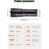 Lampe torche rechargeable USB-C LED aluminium 2000 lumens faisceau puissant 800m focus ajustable - Noir