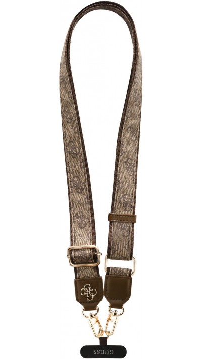 Lanière / bandoulière universelle Guess Crossbody Strap 4G avec logo métal en PU (150cm) - Brun
