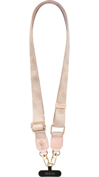 Lanière / bandoulière universelle Guess Crossbody Strap 4G avec logo métal en PU (150cm) - Rose