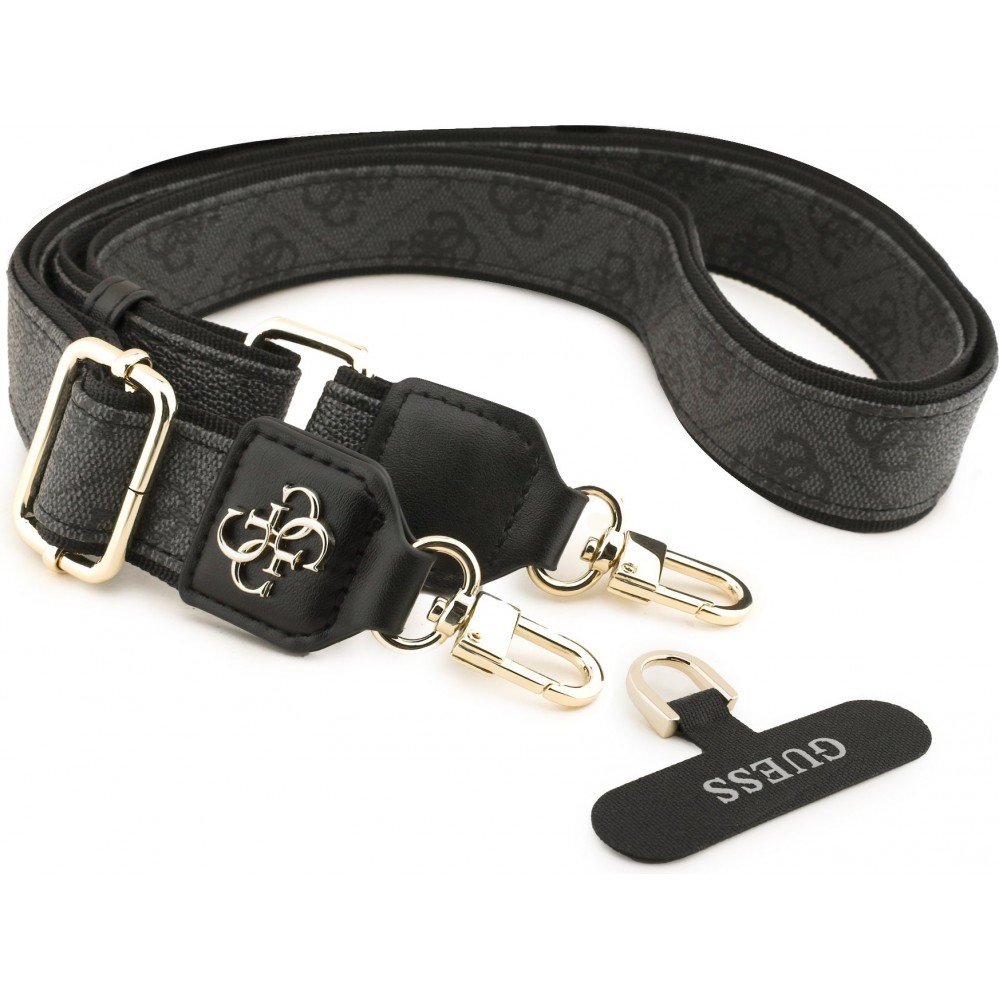 Guess 4G Universelle Crossbody Strap mit Metall-Logo aus PU (150cm) - Schwarz